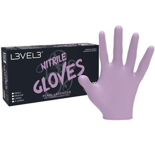 L3VEL3 Nitril-Handschuhe Pearl Lavender, Größe M, 100 Stück, puderfrei