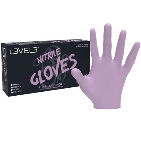 L3VEL3 Nitril-Handschuhe Pearl Lavender, Größe M, 100 Stück, puderfrei