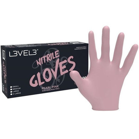L3VEL3 Nitril-Handschuhe Pearl Pink, Größe M, 100 Stück, puderfrei