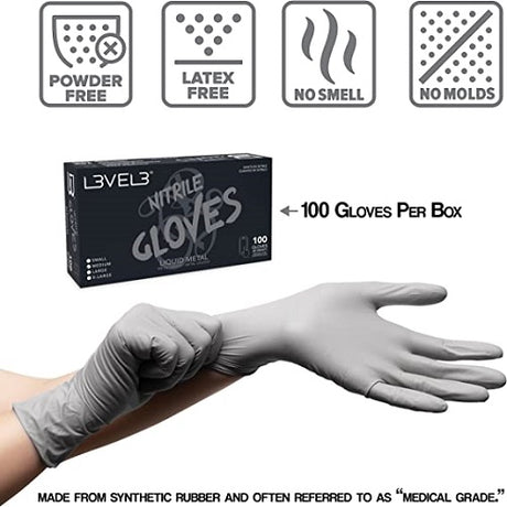 L3VEL3 Professional Nitrilhandschuhe Liquid Metal, Größe XL, 100 Stück