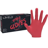 L3VEL3 Nitril-Handschuhe Rot, Größe M, 100 Stück, puderfrei