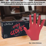 L3VEL3 Nitril-Handschuhe Rot, Größe L, 100 Stück, puderfrei