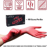 L3VEL3 Nitril-Handschuhe Rot, Größe L, 100 Stück, puderfrei