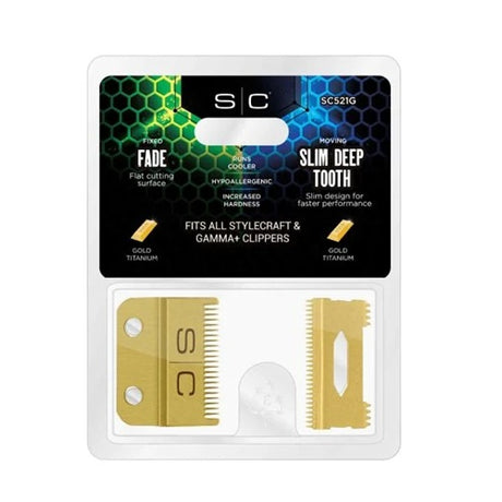 Stylecraft Gold Titanium Fade Schneidsatz mit Slim Deep Tooth Cutter
