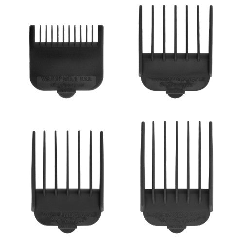 WAHL Aufsteckkämme Nr. 1–4 Set (1/8"–1/2"), schwarz