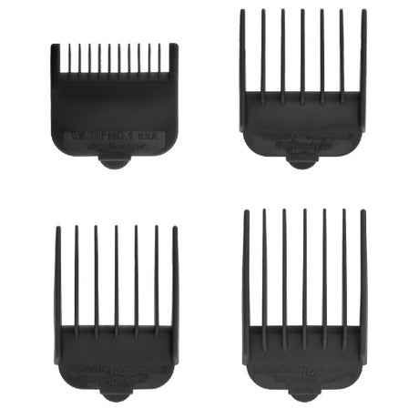 WAHL Aufsteckkämme Nr. 1–4 Set (1/8"–1/2"), schwarz