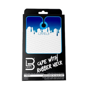 L3VEL3 Haarschneideumhang mit Gummikragen, Weiß Kray mit Blue Drip